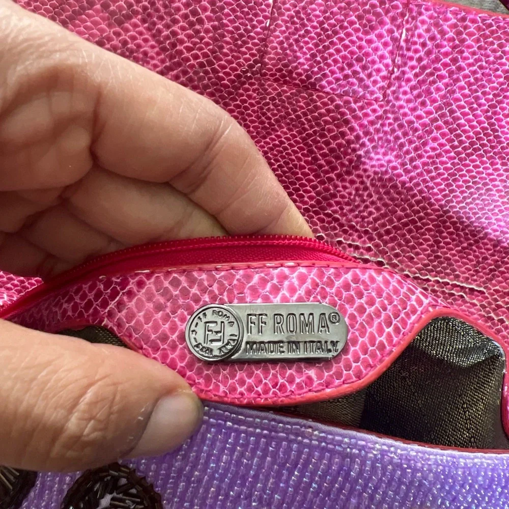 Rare Fendi Purple Beaded Paisley Shoulder Bag - Picture 8 of 12